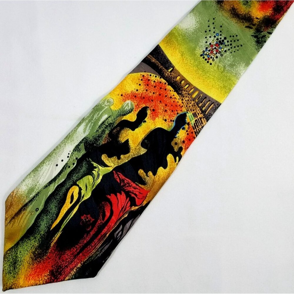 RM Style Mens Silk Necktie Hallucinogenic Salvador Dali Print Ralph Marlin Nwt